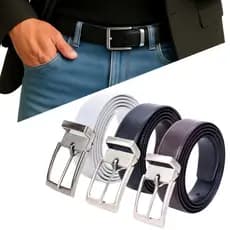 Cinto Masculino Social Dupla Face Couro Ajustável Preto Café Branco 120cm Plus Size 170cm