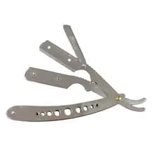 Navalhete de Metal Prata Furos para Barbeiro e Cabeleireiro Profissional cod 434