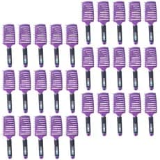 Kit 30 Escova Raquete Modeladora Vazada Com Cabo Siliconizado Profissional Roxa cod 819