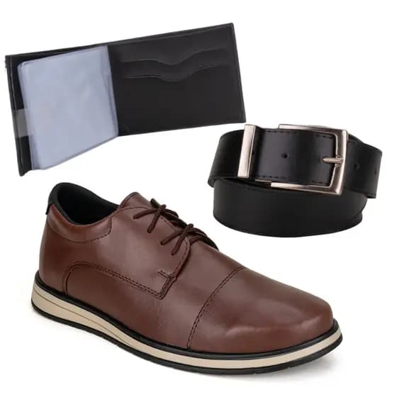 Kit Social, Oxford Masculino + Cinto Dupla Face + Carteira Dpezzo