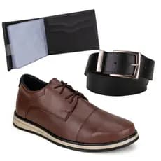 Kit Social, Oxford Masculino + Cinto Dupla Face + Carteira Dpezzo
