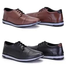 Kit 2 Pares Sapato Casual Masculino Preto Marrom  Sapatenis Confortavel Festa Trabalho