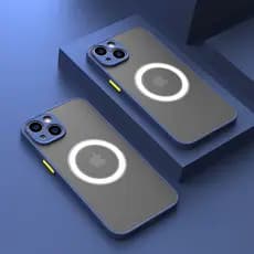 Magnético Luxuoso Para Magsafe Carga De Celular Capa iPhone 13 14 12 Mini 14Plus 13 Armadura Anti-Impacto