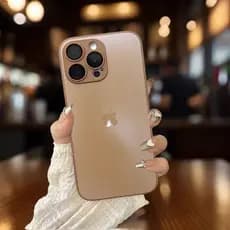 AG Desert Gold Fosco Vidro Temperado Caso Para iPhone 16 15 14 13 12 Pro Max 14Plus Nano Hard PC Capa