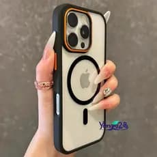 Luxo Transparente Acrílico Caso Para iPhone 16 15 14 Plus 13 11 12 Pro Max Ímã À Prova De Choque Capa De Carga Sem Fio