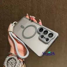 Luxo Fosco Magnético Com Capa De Cordão Para Samsung Galaxy S26 Ultra S25 FE S24 S23 Lente Proteger Caso