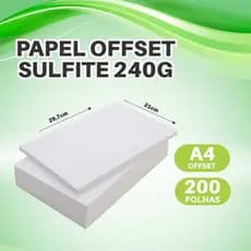 Papel Sulfite Offset 240g A4  200 Folhas Tamanho 21x29,7cm Branco Tipo Cartolina