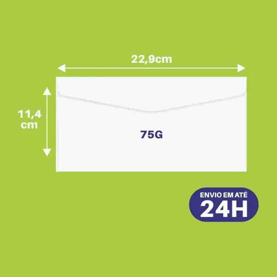 200 Envelopes Oficio (Carta) 114x229mm Branco 75grs Alta Qualidade