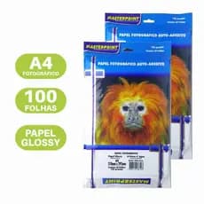 Papel Fotográfico ADESIVO Glossy 130gr Kit 100 Folhas A4 Papel Foto À Prova D'água MasterPrint