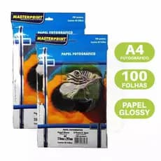 Papel Fotográfico Glossy 180gr 100 Folhas A4 210mm x 297mm Papel Foto Ótima Qualidade