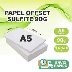Papel Offset Sulfite Branco 90g tamanho A5 21x14,8cm