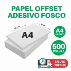Papel ADESIVO 500 Folhas Offset Fosco Tamanho A4 Branco