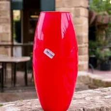 OFERTA Vaso boleado Vidro vermelho flores decoração