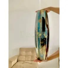 Vaso Picasso de vidro 54cm preto marmorizado flores e decoração