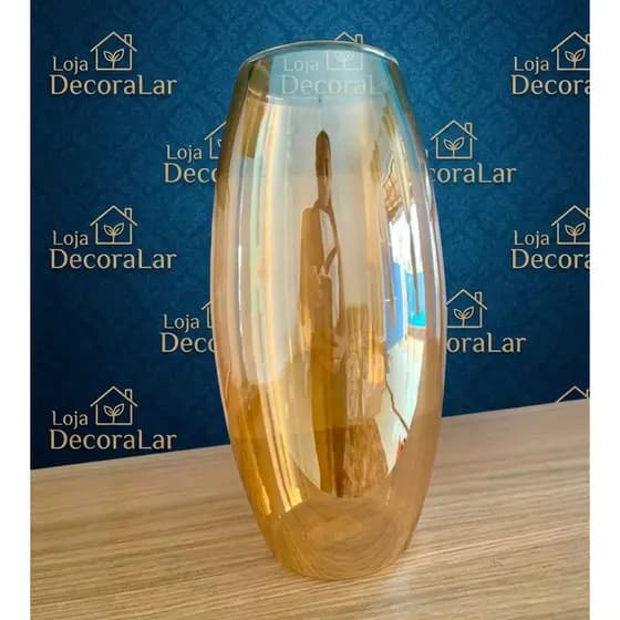OFERTA Vaso boleado de vidro âmbar 30cm para Flores Secas e decoração