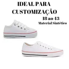 Tênis Casual Unissex  Branco Sintético Para Customizar,Customização, Baby, Infantil, Infanto Juvenil e Adulto