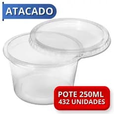 Pote para Bolo Redondo 250ml Potinho Atacado 432un Freezer e Microondas Descartavel com Tampa