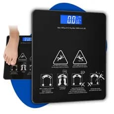 Balança Corporal Digital Vidro Temperado Preto Premium Até 180kg Display LCD