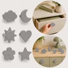 Puxadores Decorativos Armario Guarda Roupas Comoda Nuvem Lua Sol Coração Flor Estrela Kit 4/6/8