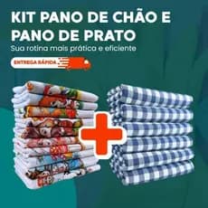 Kit 20 Panos (10 Chão + 10 Prato) Xadrez Extra Grande 40x70cm + Estampados 100% Algodão – Limpeza Cozinha e Casa