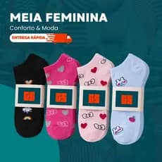Kit Meias Femininas Cano Curto 3, 6, 12 ou 24 Pares Macias e Confortáveis para Uso Diário