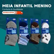 Meias Infantis Menino 2 a 4 Anos 3, 6, 12 ou 24 Pares Confortáveis, Respiráveis e Macias