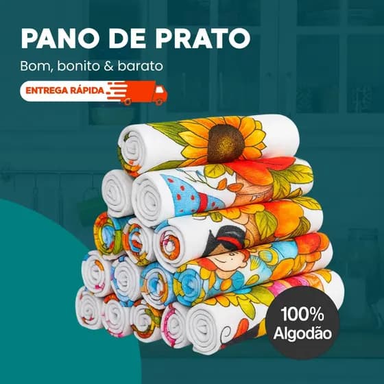 Pano de Prato Estampados 1/3/5/10/20 Unidades 100% Algodão Panos Atoalhados para Limpeza de Cozinha e Copa