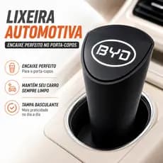 Lixeira Para Carro Com Logo Marca Automotiva Com Tampa Porta Copos Lixo Organizador Encaixe