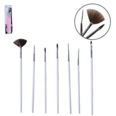 Kit Pincel Para Unha Com Cabo De Plástico Colos 7 Pecas / WX Beleza