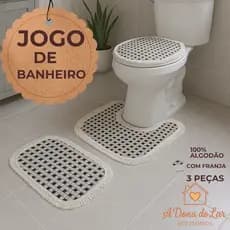 Jogo de Tapetes p/ Banheiro 3 Peças 100% Algodão – Conforto e Sofisticação-  Absorventes e Elegantes