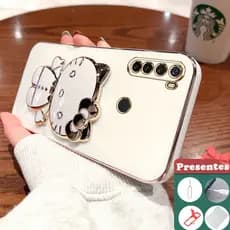 Capa Redmi Note 8 Capinha Xiaomi Redmi Note 8 8T Pro 7 Cute Hello Kitty Stand Com Espelho De Vaidade Proteção Contra Impacto De Luxo
