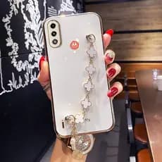 Motorola Nova Capa para telefone Moto E7i E7 Power Girls Clover Electroplating Soft Camera com capa protetora Capa protetora para telefone