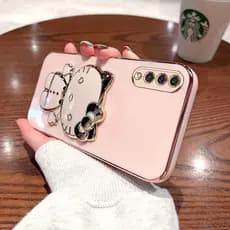 Capinha Para Samsung Galaxy A50 A50S A30S A70S A70S A30S A20 A10 Bonito Suporte Hello Kitty Com Espelho De Vaidade Proteção Contra Impacto De Luxo