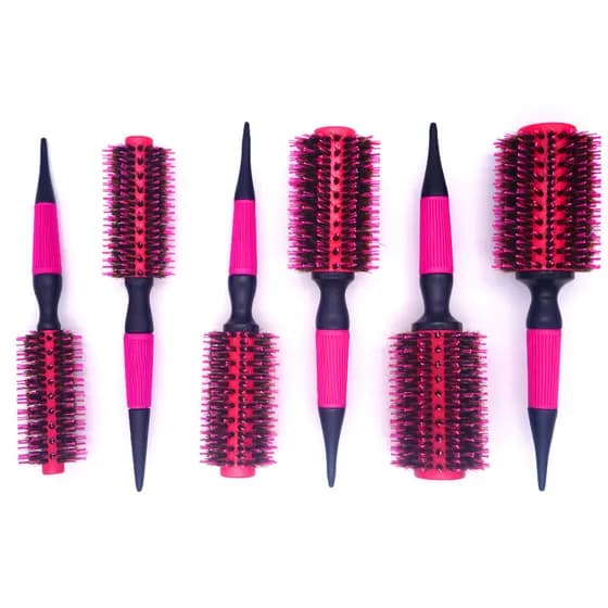 Escova Profissional Rosa Pra Cabelo de Cerdas Naturais de Javali Pra Escovação Penteados Cabelereiro