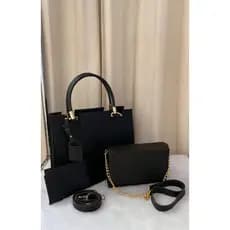 Conjunto De Bolsas 3 Peças Castelo + Festa Transversal + Carteira Cor Preto Luisa Victoria