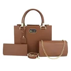 Kit 3 Peças Bolsa Castelo Caramelo Marrom + Carteira + Bolsa Baladinha Alça Transversal Bolsa Festa