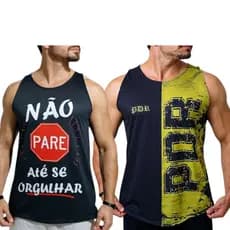 Kit 2 Regatas Dry Fit Academia  Regata Fitness Masculina Treino