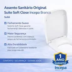 Assento Sanitário Original Soft Close Suíte Branco Incepa Branco