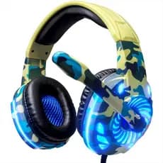 Fone Gamer Headset Com Fio Camuflado Led USB P2 Microfone HD Pc Note Celular Xbox Ps4