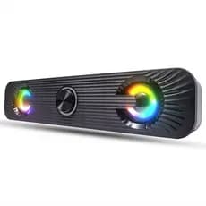 Caixinha De Som Soundbar Alto Falante TV Smart Aux P2 Usb RGB Com Fio Pc Note Musicas Jogos Filmes