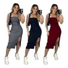 KIT  3 VESTIDO OUSADIA TENDENCIA TOMARA QUE CAIA MIDI