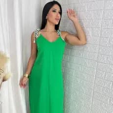 Vestido De Linho Feminino Longo Elegante Soltinho Confortável Linha Premium