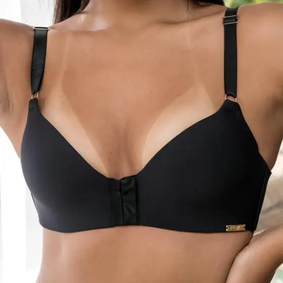 Sutiã Com Bojo Fecho Frontal Feminino com Alcinha Poliamida Suporte Alto Regulagem Confortável