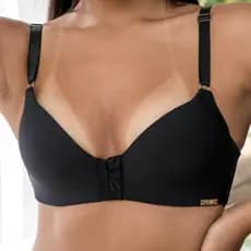 Sutiã Com Bojo Fecho Frontal Feminino com Alcinha Poliamida Suporte Alto Regulagem Confortável
