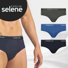 Kit 3 Cuecas Slip Masculinas Selene Algodão Lisas Cos Elástico