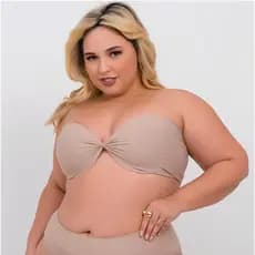 Sutien Sem Alças Plus Size Liso Alta Sustentação Alça Removível Nayane