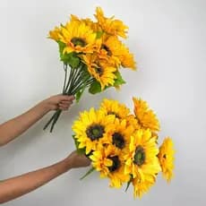 Buquê de Girassol com 5 Flores Grandes Decoração Casamento Arranjos Decorar Festas Casa - HQ802817