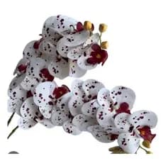 Galho de Orquídea em Silicone artificial para decoração de casamento- BH802393-BRANCO COM VINHO