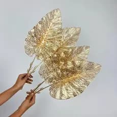 Flor Artificial Dourada De Folha De Bordo Para Decoração De Natal Casa Festa Casamento - JZ802825