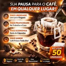 Filtro de Café Drip Coffee Kit 50 Unidades Individual Portátil com Alça para Copo Descartável Premiu